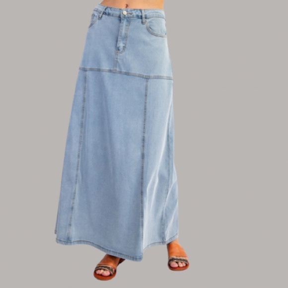 NEW WASHED DENIM MAXI SKIRT MUST HAVE - Picture 8 of 8